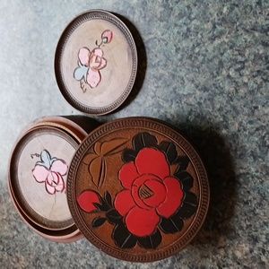 Bar Coasters Real Cherry Hand Painted Hand Carved.